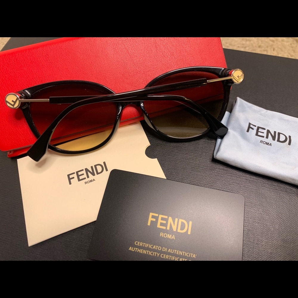 Fendi 57mm Round Cat Eye Sunglasses w/ Case